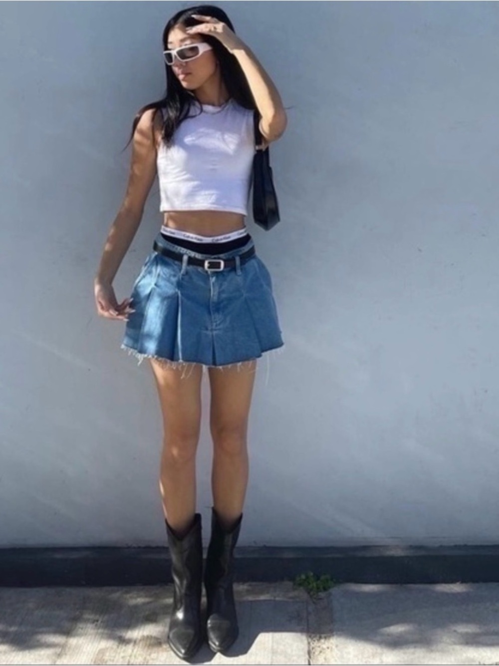 NWOT Zara Ultra Mini Pleated Denim Mini Skirt - Picture 4 of 11